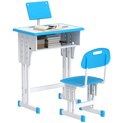 Blue Adjustable Kids Desk and Chair Set with Book Stand and Pen Slot by Aiyaplay