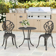 3 Piece Aluminium Garden Bistro Set for Two with Table and Chairs Bronze Tone by Outsunny