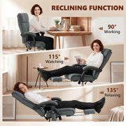 Massage Office Chair with Lumbar Heat and Adjustable Support for Home Working Grey AOSOM