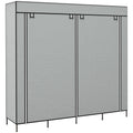 Dark Grey Fabric Wardrobe with 10 Shelves 2 Hanging Rails and 4 Drawers by HOMCOM