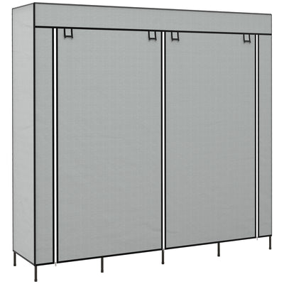 Dark Grey Fabric Wardrobe with 10 Shelves 2 Hanging Rails and 4 Drawers by HOMCOM