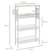 3 Tier Kitchen Trolley with Steel Wire Storage Baskets Ideal for Food Prep White AOSOM