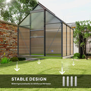 Walk In Polycarbonate Greenhouse 190 x 190 cm Grey for All-Season Gardening by Outsunny