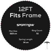 12ft Trampoline Replacement Mat with Spring Tool and 72 V Hooks for Outdoor Use Black AOSOM