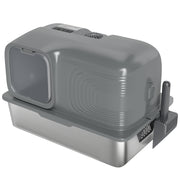 Extra Large Stainless Steel Cat Litter Tray with Odour Control and High Sides, Silver