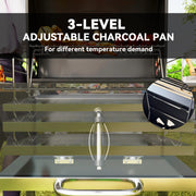 Charcoal BBQ Grill with Adjustable Charcoal Pan Warming Rack Shelves and Wheels by Outsunny