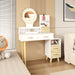 White Elegant Dressing Table with LED Mirror and Storage by HOMCOM