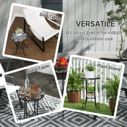 Small Round Mosaic Garden Table with Shelf Ceramic Tile Top for Outdoor and Indoor Use by Outsunny