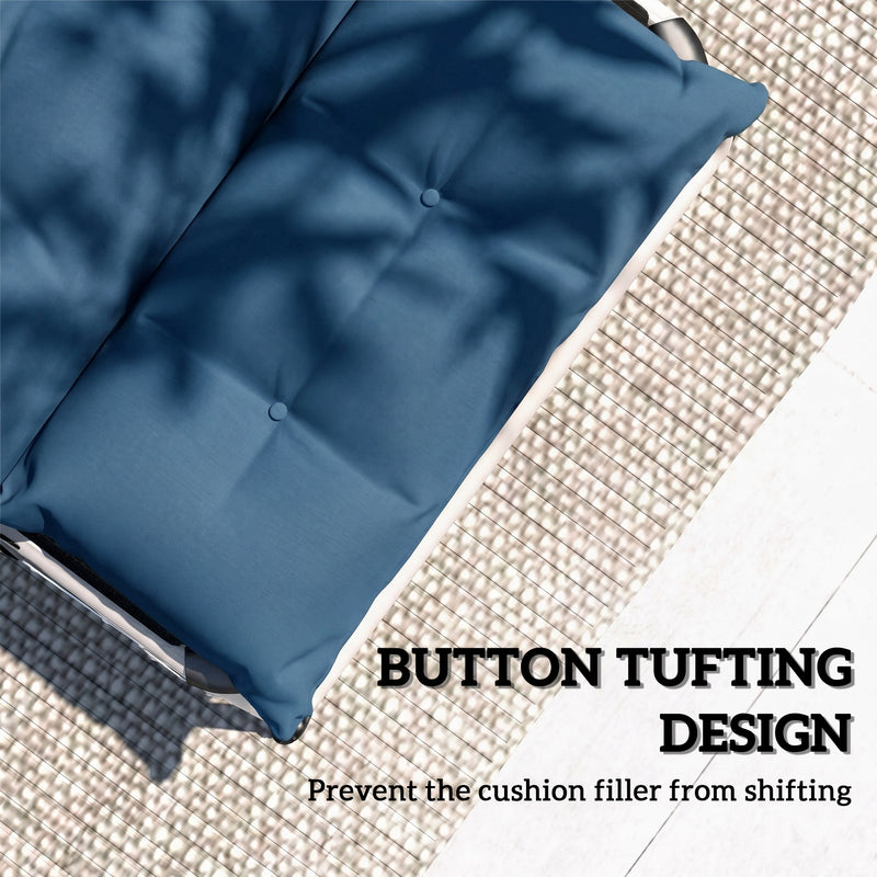 Lounger Cushions Set of 2 for Outdoor Recliners with Tie Fastenings Navy Blue Outsunny