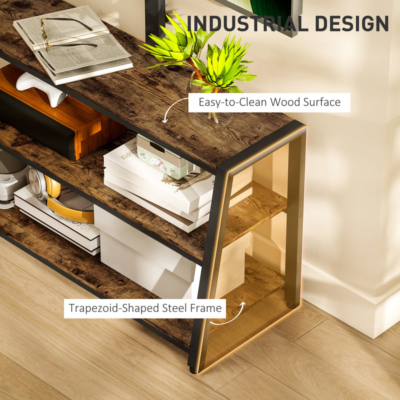 Rustic Brown TV Stand With Swivel Mount For 32 to 65 Inch TV Screens And Open Storage Shelves