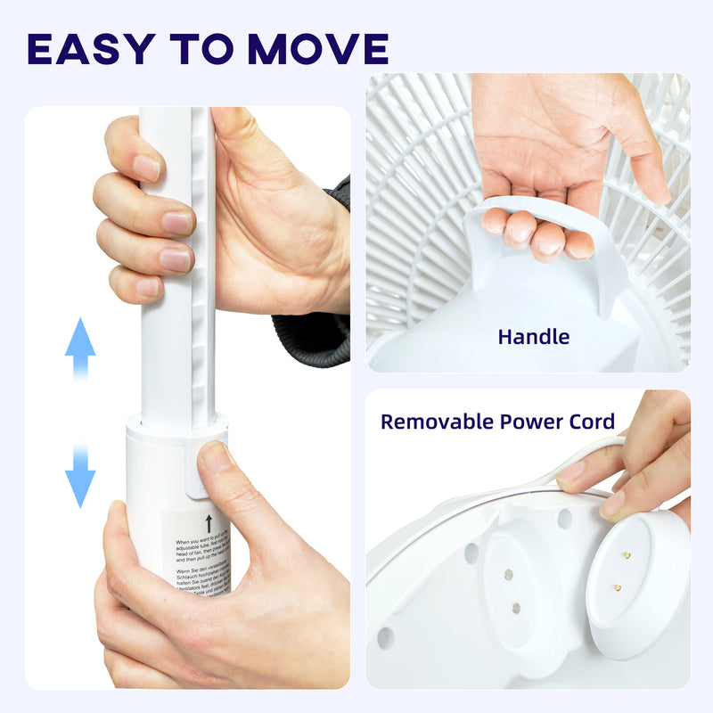 White Oscillating Pedestal Fan with Adjustable Height and Tilt Function