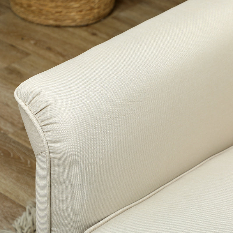 Cream White 3 Seater Fabric Sofa with Spring Cushion and Rubber Wood Legs by HOMCOM