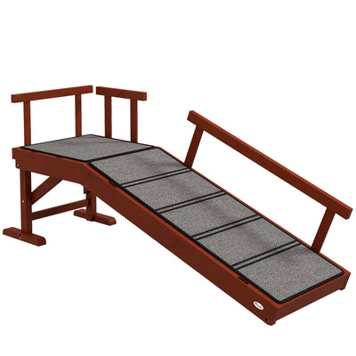 Pet Ramp for Beds and Sofas with Non Slip Surface and Guardrails for Older Pets Brown and Grey AOSOM