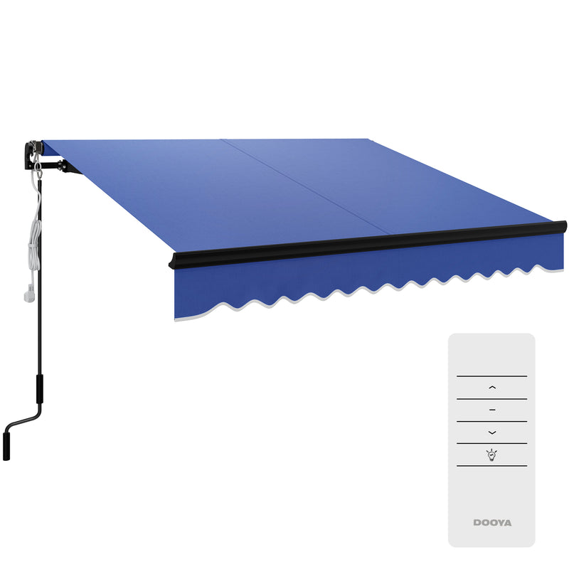 Blue 2.5 x 2m Electric Retractable Awning with LED Light and Remote Control by Outsunny