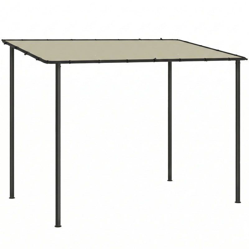 Lean To Pergola with UPF30 Sun Protection for Small Patios and Gardens Cream Outsunny