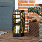 Grey Rattan Solar Garden Lantern with Auto On Off LED Light for Patio or Lawn Use