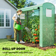 Garden Greenhouse for Year Round Plant Protection with Roll Up Door and Mesh Windows Green Outsunny