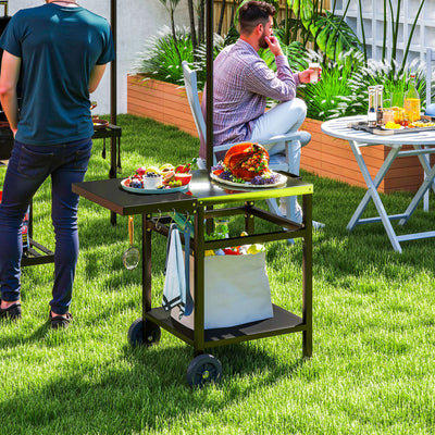 Black BBQ Trolley with Stainless Steel Top and Foldable Side Table by Outsunny