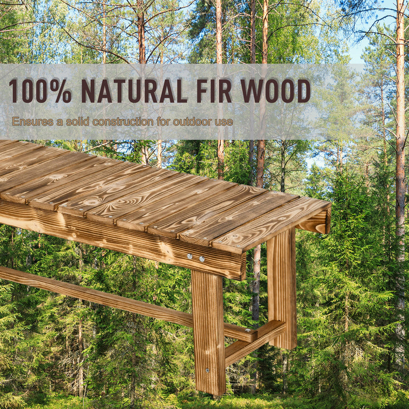 2 Seater Wooden Garden Bench Set for Indoor or Outdoor Use Compact Design, Carbonised