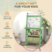 3 in 1 Kids Easel with Magnetic Whiteboard Chalkboard Paper Roll and Storage Baskets, Green