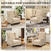 Chesterfield Style Reclining Armchair With Padded Seat For Living Room Comfort Beige