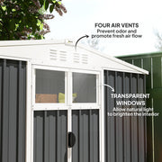 Close-up of the four louvred air vents and the two transparent windows above the doors