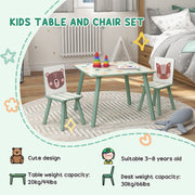 Kids Table and Chair Set with Easel and Storage Baskets for Creative Play, Green