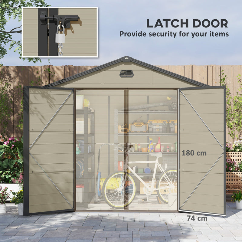 Door latch with a padlock inset, and the 74 cm door width and 180 cm door height marked