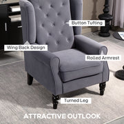 Charcoal Grey Wingback Accent Chair with Tufted Upholstery for Living Room or Bedroom by HOMCOM