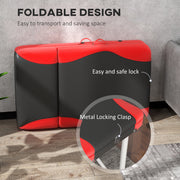 Portable 3 Section Aluminium Massage Table With Headrest and Carry Bag For Salons, Black and Red