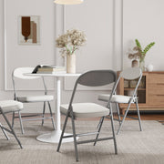 Folding Dining Chairs Set of 4 with Padded Seat for Extra Guest Seating Cream Grey Homcom