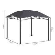 Grey 3x3m Garden Gazebo with Steel Frame and Sunshade Canopy by Outsunny