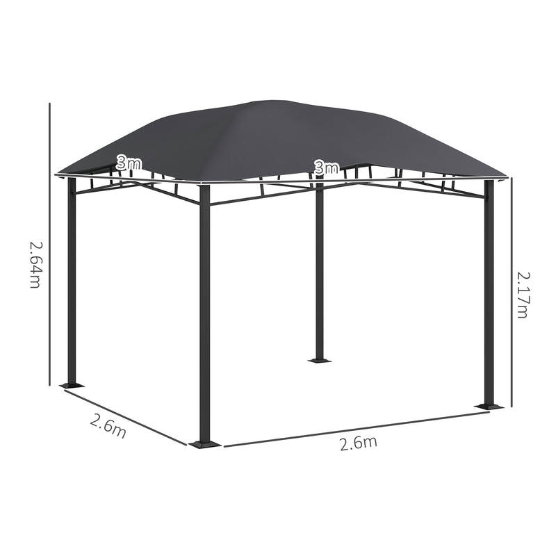 Grey 3x3m Garden Gazebo with Steel Frame and Sunshade Canopy by Outsunny