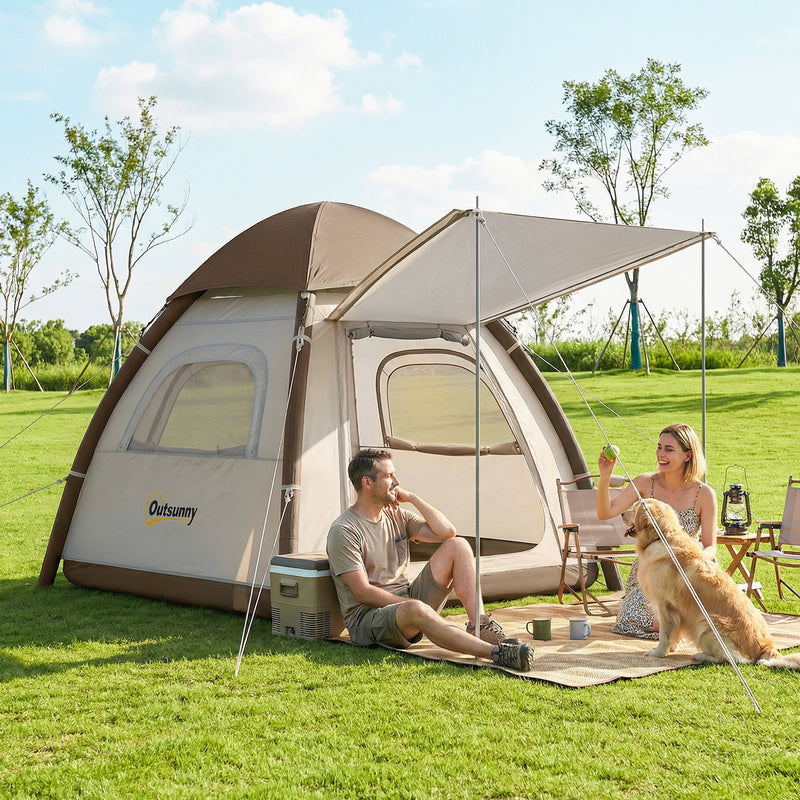 Inflatable Camping Tent With Fast Setup and Standing Height for Comfortable Shelter Cream White