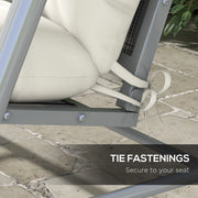 Outdoor Chair Cushion Set with Back Seat Pads and Ties Ideal for Patio Seating White AOSOM