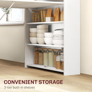 Folding Dining Table with Shelves for Small Spaces Seats 3 White Homcom