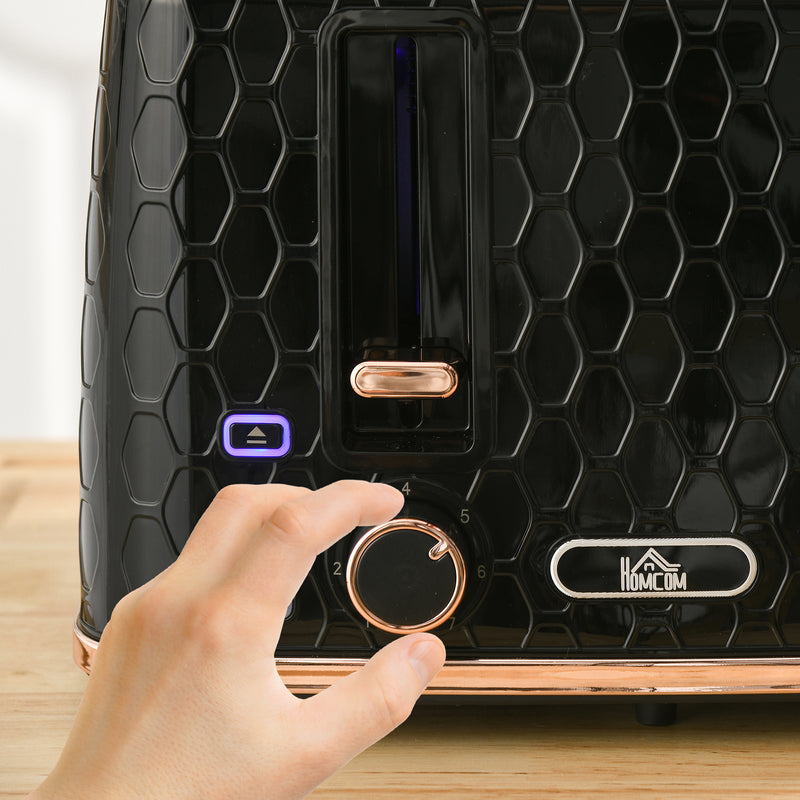 Black 4 Slice Toaster 1600W With 7 Browning Levels and Removable Crumb Tray by HOMCOM