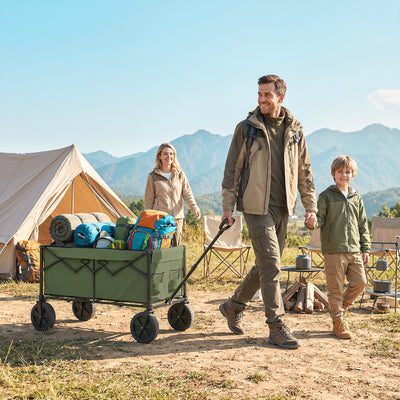 Folding Festival Trolley for Camping and Garden with 100 kg Capacity Dark Green Outsunny