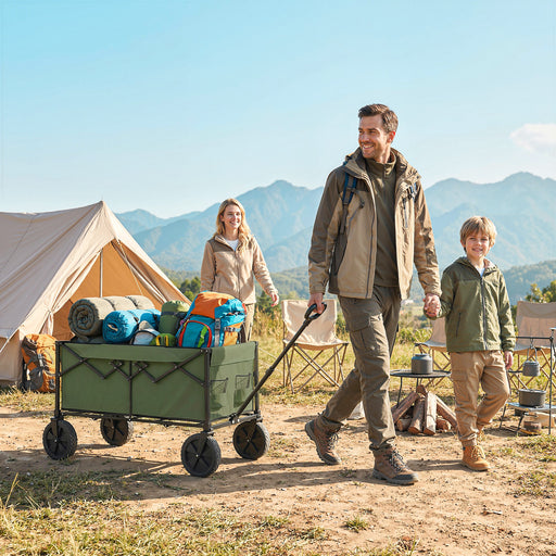 Folding Festival Trolley for Camping and Garden with 100 kg Capacity Dark Green Outsunny