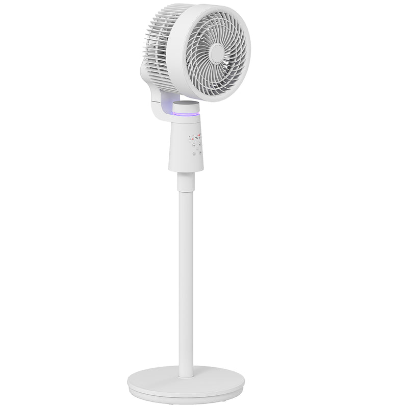 White Pedestal Air Circulation Fan with Oscillating Function and Adjustable Height by HOMCOM