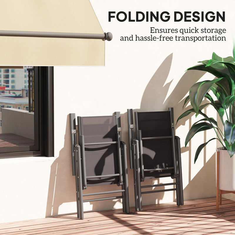 Set of 2 Folding Camping Chairs with Aluminium Frame and Breathable Mesh Seat by Outsunny