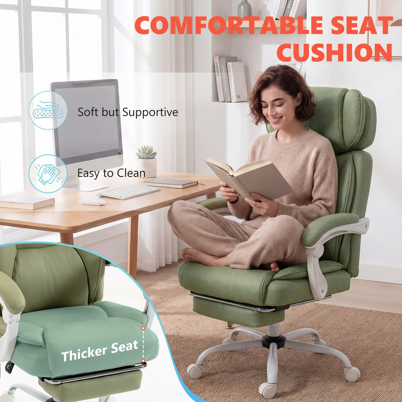 Massage Office Chair with Heat and Recline for Back Relief and Comfort Lime Green White