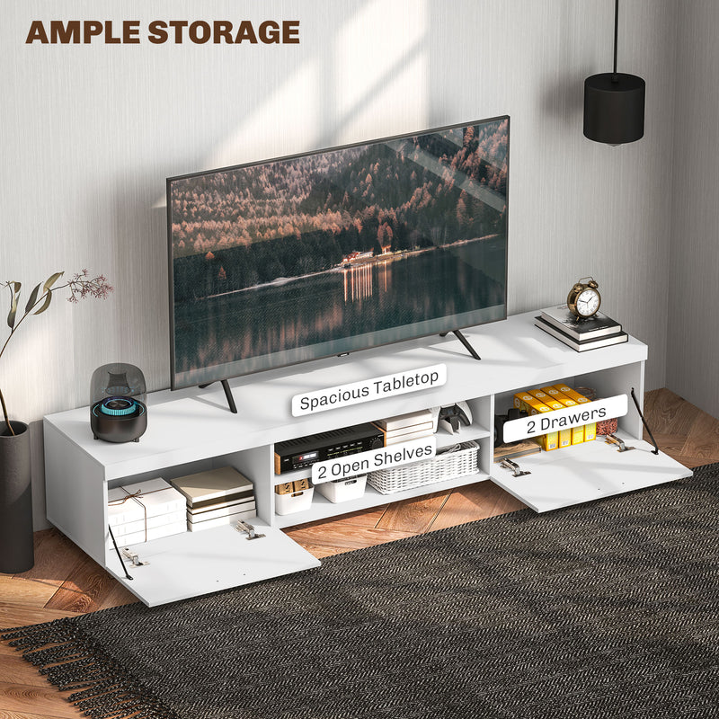 White Modern TV Unit Cabinet for TVs up to 90 Inch with Storage Shelves by HOMCOM