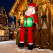 Size diagram showing the inflatable Santa at 285 cm high, 170 cm long and 83 cm wide