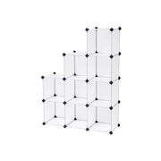 9-cube plastic storage unit shown from an angle in a staircase arrangement