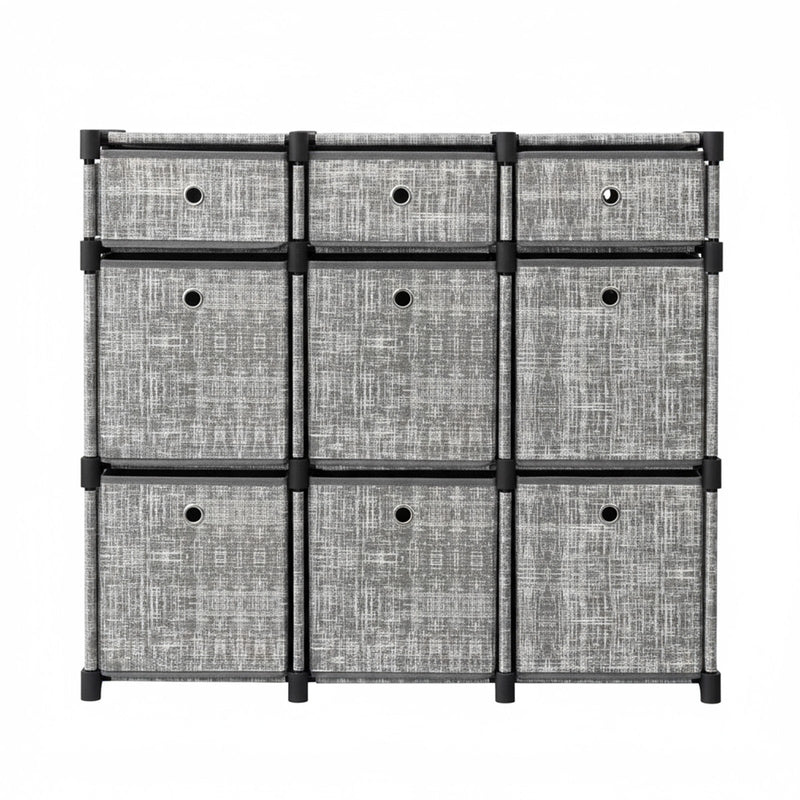 SONGMICS 9-cube storage organiser in heather grey, front view