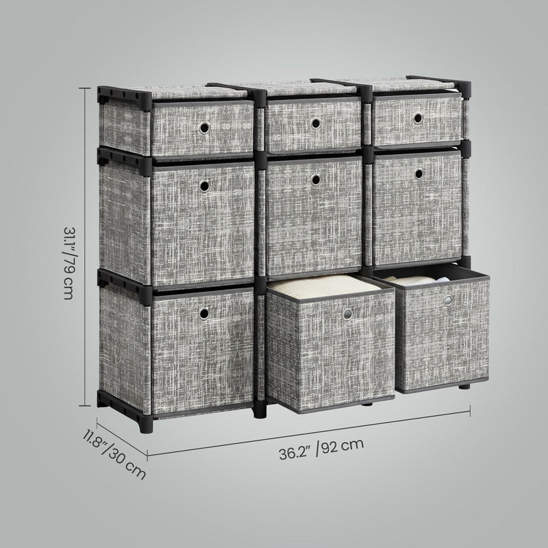 Cube organiser assembly parts and anti-tip kit