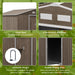 Image of a brown 9 by 6 foot metal garden shed with real wood effect panelling