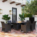 Black 7 Piece Rattan Garden Furniture Set With Fire Pit Table And Cushions By Outsunny