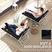 Sun Lounger Cushions Set of 2 for Softer Outdoor Reclining Easy Clean Black Outsunny